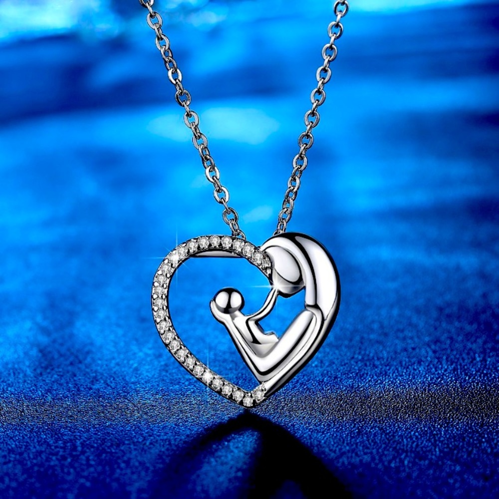 NWT🎉 Silver Mother & Child Love Heart Pend…